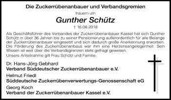 Traueranzeige von Gunther Schütz von Westfalen-Blatt