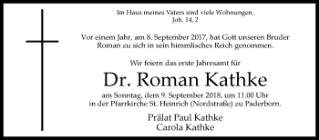 Traueranzeige von Roman Kathke von Westfalen-Blatt