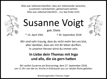 Traueranzeige von Susanne Voigt von Westfalen-Blatt