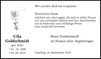 Traueranzeige von Ulla Goldschmidt von Westfalen-Blatt