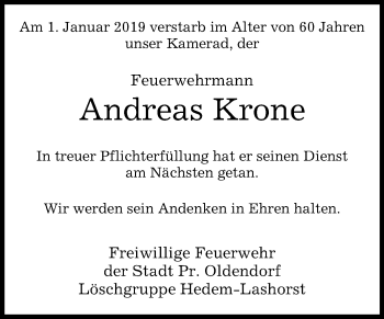 Traueranzeige von Andreas Krone von Westfalen-Blatt