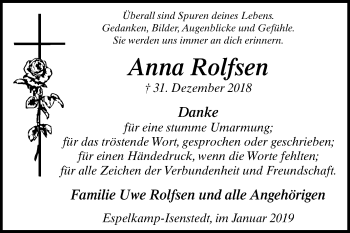 Traueranzeige von Anna Rolfsen von Westfalen-Blatt