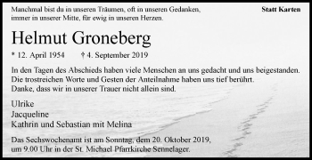 Traueranzeige von Helmut Groneberg