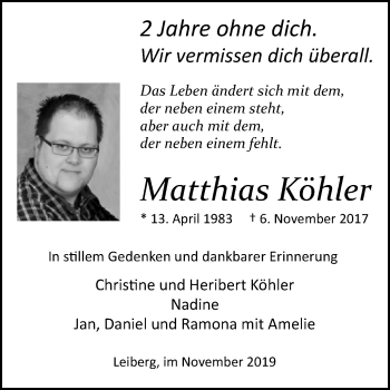 Traueranzeige von Matthias Köhler von Westfalen-Blatt