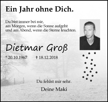 Traueranzeige von Dietmar Groß von Westfalen-Blatt