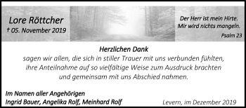 Traueranzeige von Lore Röttcher von Westfalen-Blatt