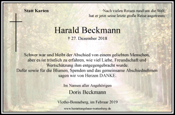 Traueranzeige von Harald Beckmann von Westfalen-Blatt