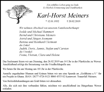 Traueranzeige von Karl-Horst Meiners von Westfalen-Blatt