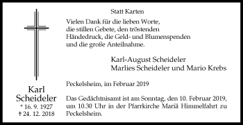 Traueranzeige von Karl Scheideler von Westfalen-Blatt