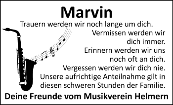 Traueranzeige von Marvin  von Westfalen-Blatt