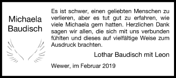 Traueranzeige von Michaela Baudisch von Westfalen-Blatt