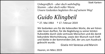 Traueranzeige von Guido Klingbeil von Westfalen-Blatt