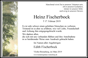 Traueranzeige von Heinz Fischerbock von Westfalen-Blatt