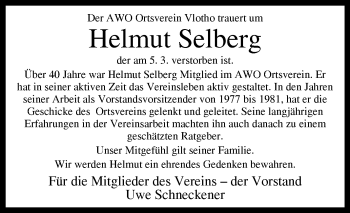 Traueranzeige von Helmut Selberg von Westfalen-Blatt