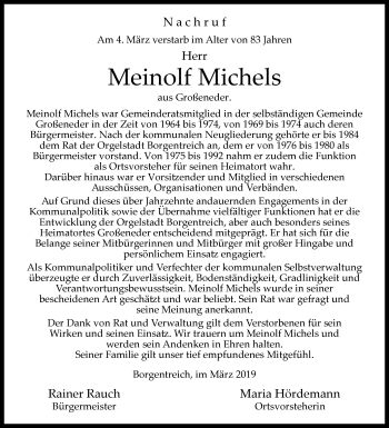 Traueranzeige von Meinolf Michels von Westfalen-Blatt