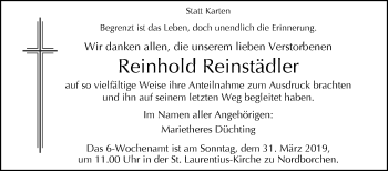 Traueranzeige von Reinhold Reinstädler von Westfalen-Blatt