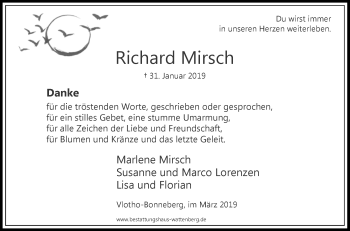 Traueranzeige von Richard Mirsch von Westfalen-Blatt