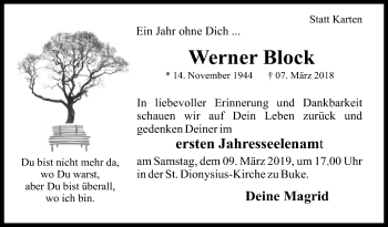 Traueranzeige von Werner Block von Westfalen-Blatt