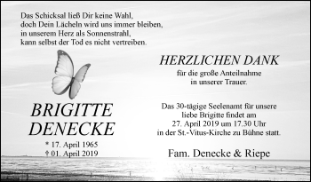 Traueranzeige von Brigitte Denecke von Westfalen-Blatt