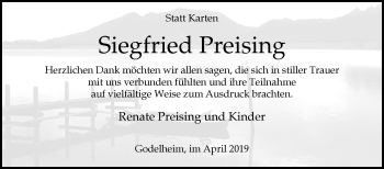 Traueranzeige von Siegfried Preising von Westfalen-Blatt