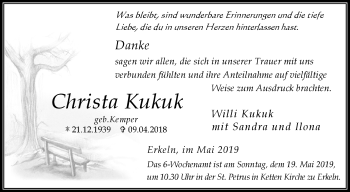 Traueranzeige von Christa Kukuk von Westfalen-Blatt