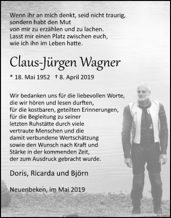 Traueranzeige von Claus-Jürgen Wagner von Westfalen-Blatt