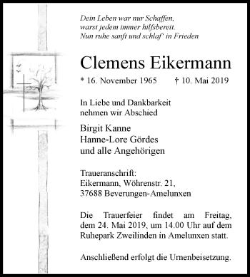 Traueranzeige von Clemens Eikermann von Westfalen-Blatt