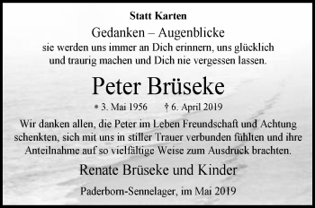 Traueranzeige von Peter Brüseke von Westfalen-Blatt