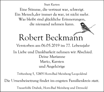 Traueranzeige von Robert Beckmann von Westfalen-Blatt