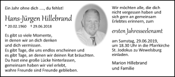 Traueranzeige von Hans-Jürgen Hillebrand von Westfalen-Blatt