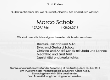 Traueranzeige von Marco Scholz von Westfalen-Blatt