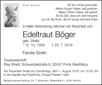 Traueranzeige von Edeltraut Böger von Westfalen-Blatt