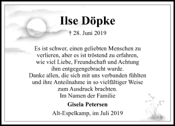 Traueranzeige von Ilse Döpke von Westfalen-Blatt