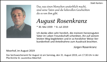 Traueranzeige von August Rosenkranz von Westfalen-Blatt