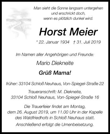 Traueranzeige von Horst Meier von Westfalen-Blatt