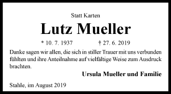 Traueranzeige von Lutz Mueller von Westfalen-Blatt