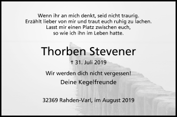 Traueranzeige von Thorben Stevener von Westfalen-Blatt