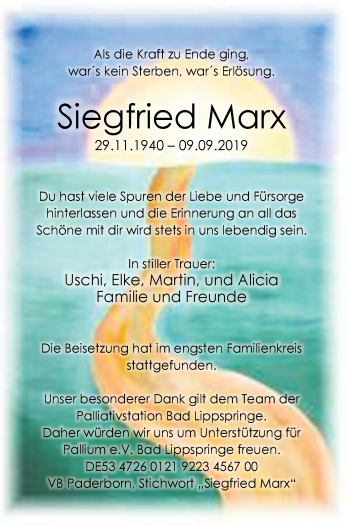 Traueranzeige von Siegfried Marx