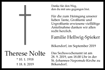 Traueranzeige von Therese Nolte von Westfalen-Blatt