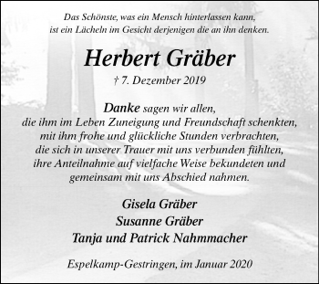 Traueranzeige von Herbert Gräber von Westfalen-Blatt