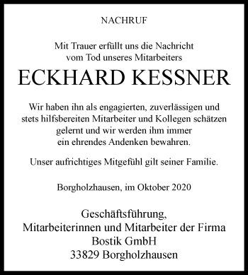 Traueranzeige von Eckhard Kessner von Westfalen-Blatt