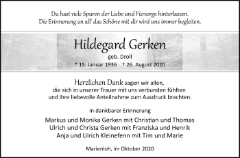 Traueranzeige von Hildegard Gerken von Westfalen-Blatt