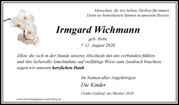 Traueranzeige von Irmgard Wichmann von Westfalen-Blatt