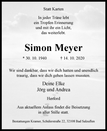 Traueranzeige von Simon Meyer von Westfalen-Blatt