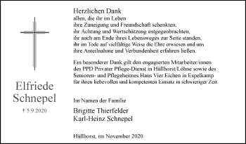 Traueranzeige von Elfriede Schnepel von Westfalen-Blatt