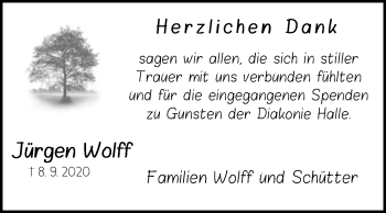 Traueranzeige von Jürgen Wolff von Westfalen-Blatt