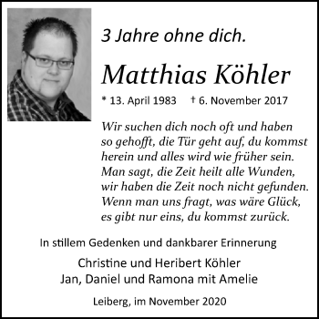 Traueranzeige von Matthias Köhler von Westfalen-Blatt