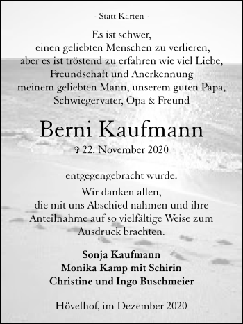 Traueranzeige von Berni Kaufmann von Westfalen-Blatt