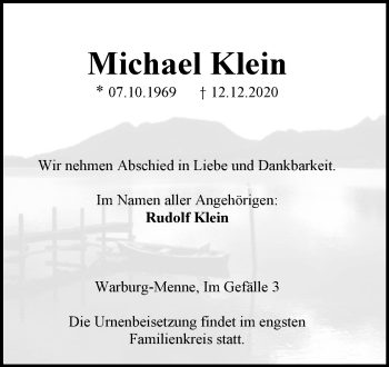 Traueranzeige von Michael Klein von Westfalen-Blatt