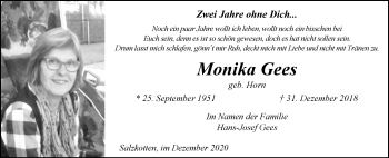 Traueranzeige von Monika Gees von Westfalen-Blatt